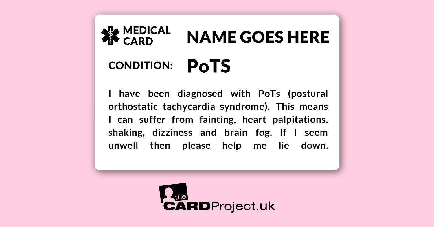 PoTS Awareness Mono Medical ID Alert Card  (FRONT)